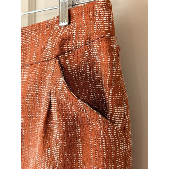 J Crew in Rust & Cream Textured Jacquard Pencil Skirt Size 10 EUC w/ Pockets - Picture 3 of 8